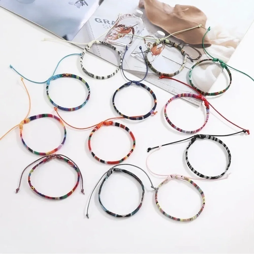 🔴 5 for $10 ONE Boho Surfer Beach Bracelet Braided Festival Adjustable Unisex